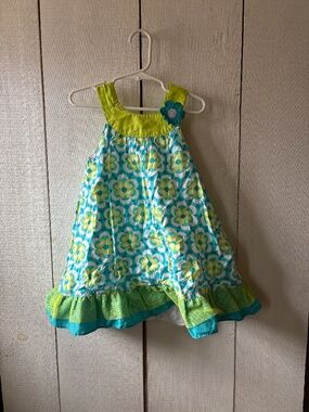 Little girls fun colorful flowered dress